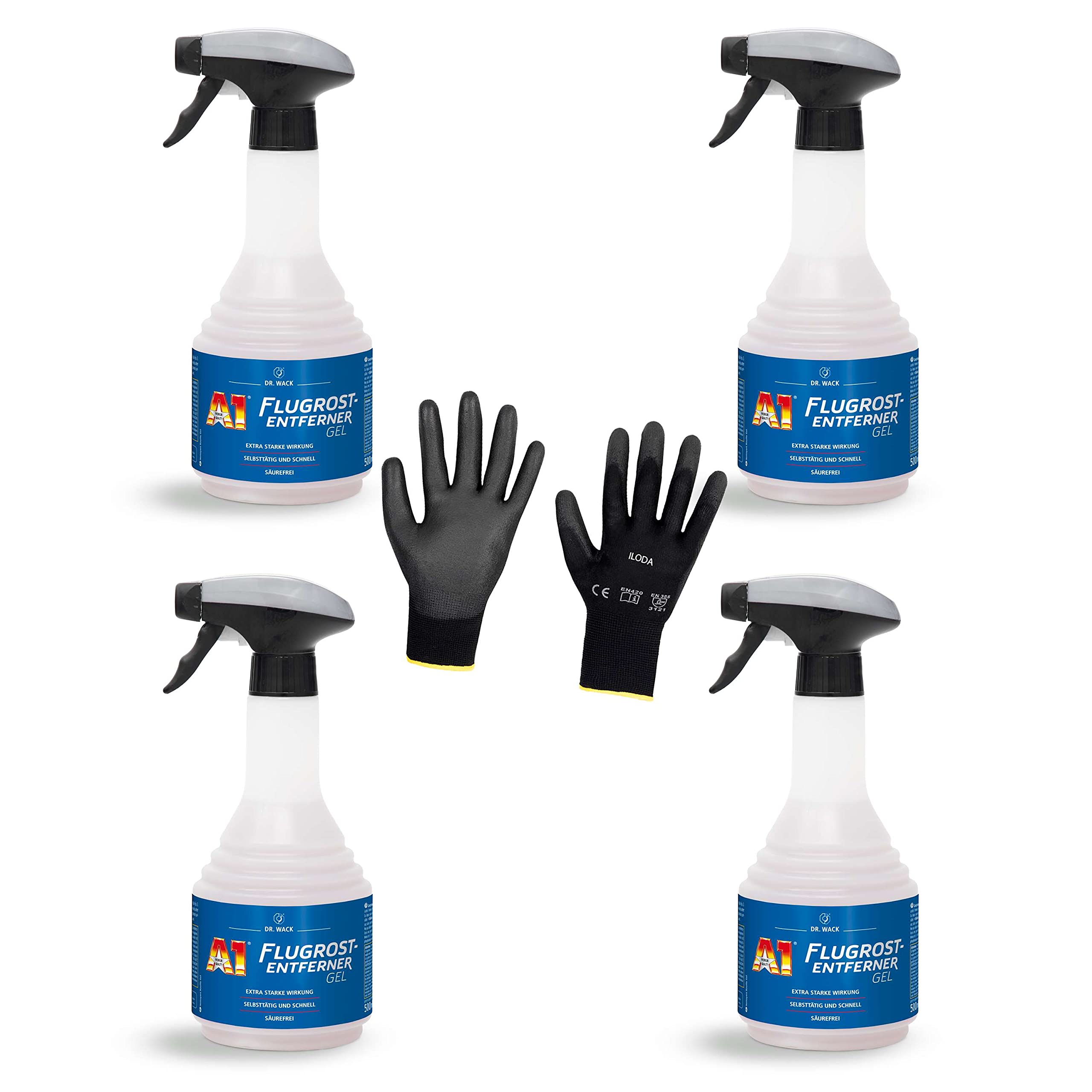 Schutzhandschuhe + 4xDr.Wack A1 500ml Flugrost-Entferner Gel