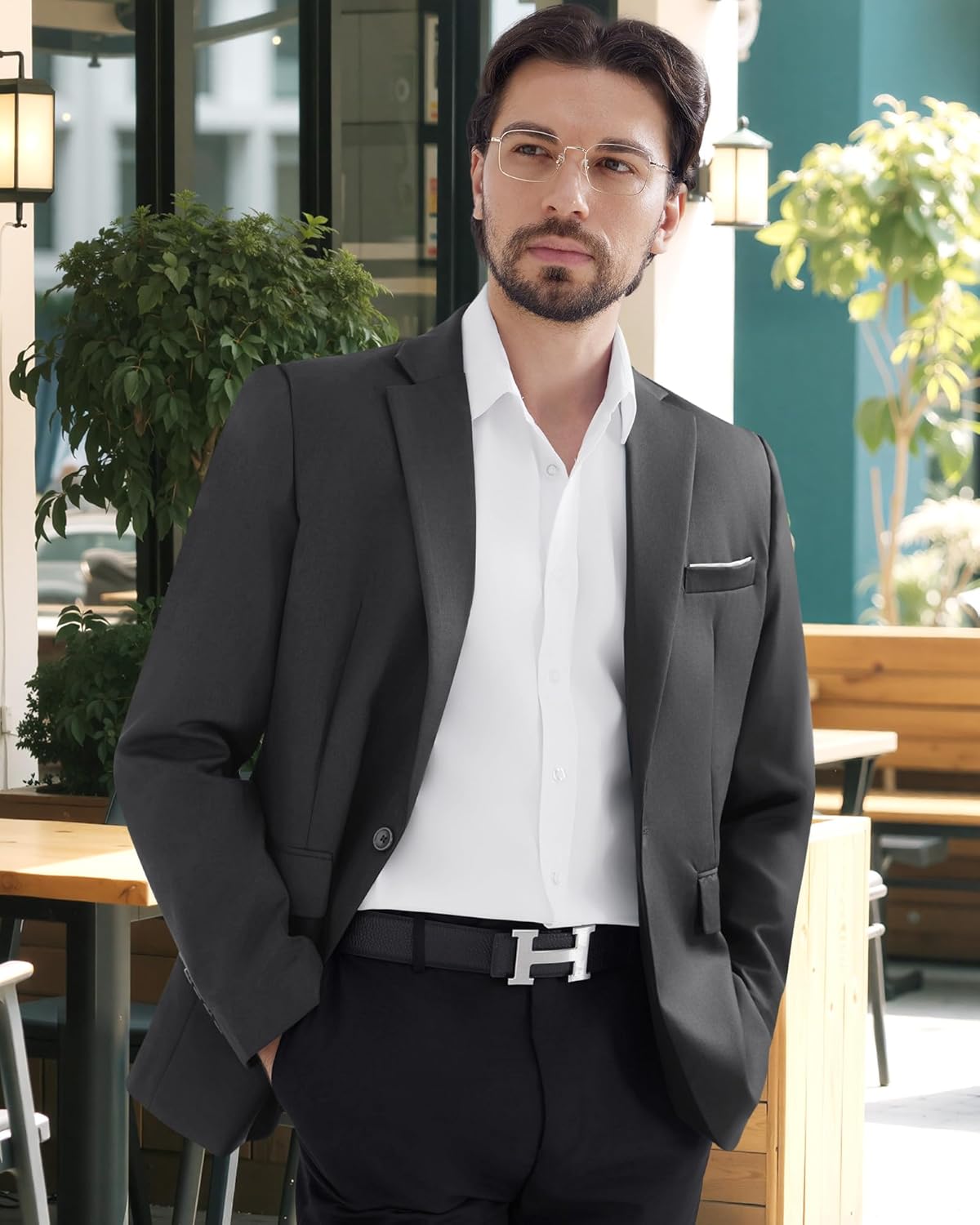 MAGE MALE Men's One Button Blazer Casual Solid Color Suit Jacket Slim Fit Lightweight Sport Coats Blazers - Image 7