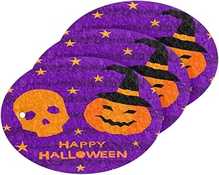 Halloween Kitchen Scrub Sponge Pumpkin Skull Washing Dishes Cleaning Sponges Stars Witch Hat Non Scratch Sponge for Dish Countertops Sinks Floors Showers Tile Sinks 3 Pack