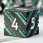 Stripe D&D Dice,DNDND Metallic Glitter Stripes Dice with Gift Metal Box for Dungeons and Dragons Tabletop Game (Green Stripes)