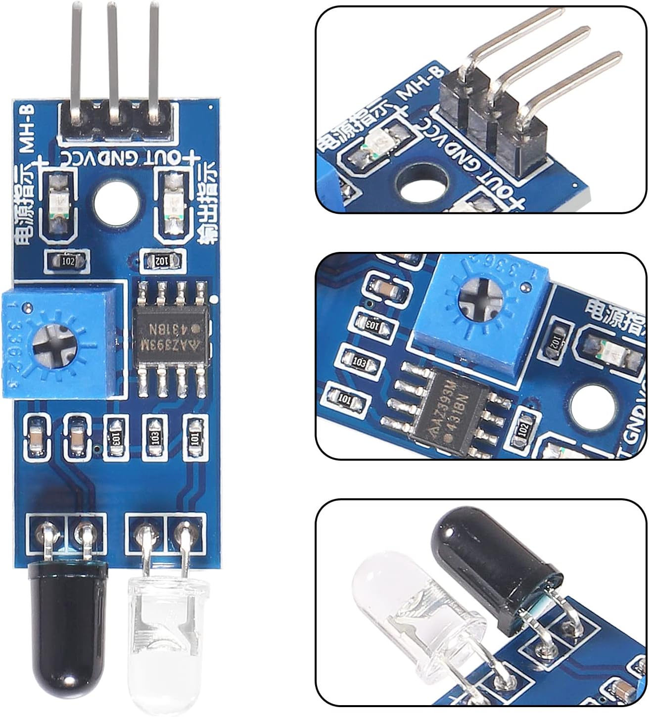 Buy UMLIFE 20 Pieces IR Infrared Obstacle Avoidance Sensor Module 3 ...