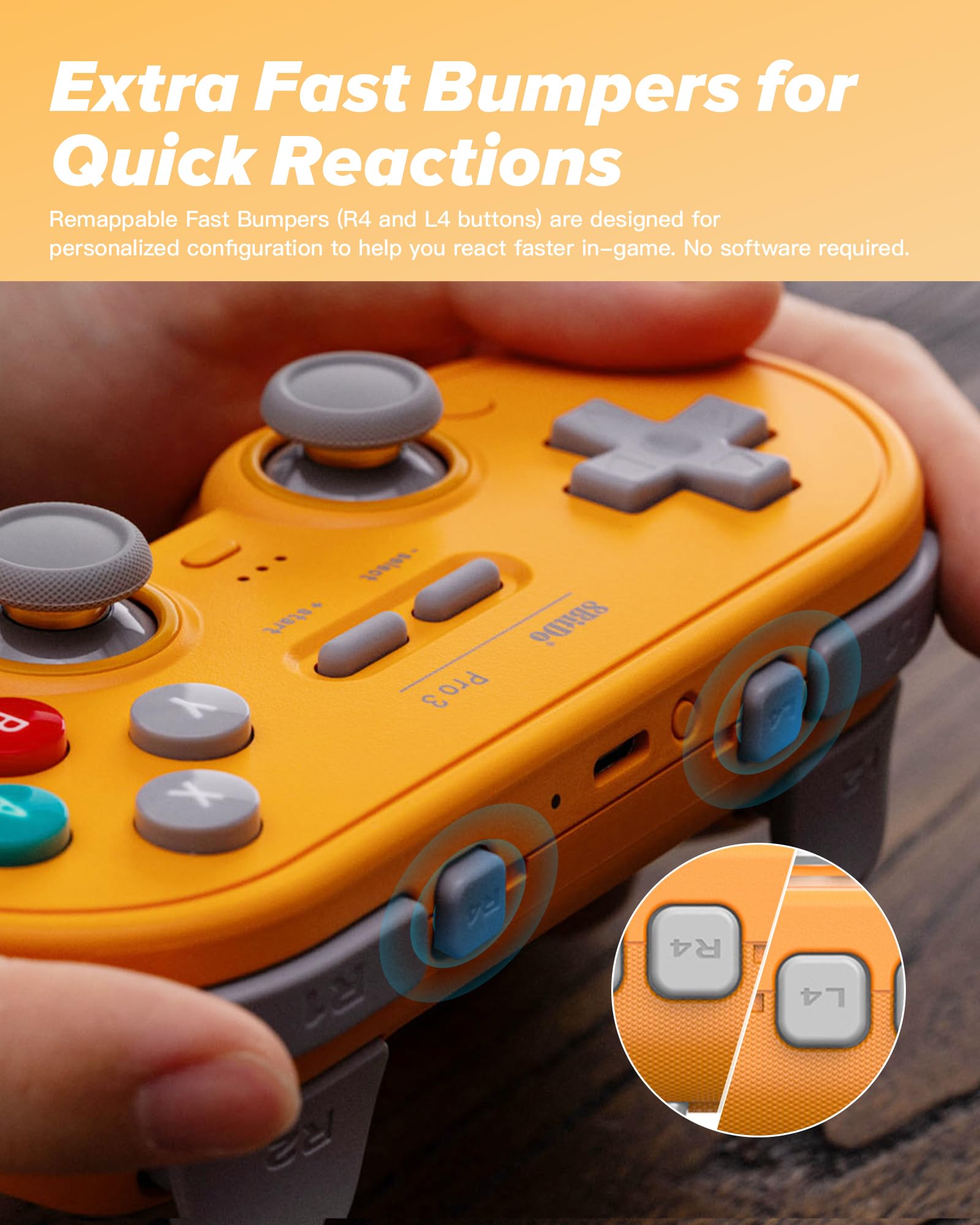 8Bitdo Pro 3 Controller Bluetooth con Joystick TMR, Pulsanti ABXY Intercambiabili, Pulsanti Posteriori Pro, Dock Ricarica, Grilletti Effetto Hall per Switch/Switch 2, Windows, Apple, SteamOS, Android
