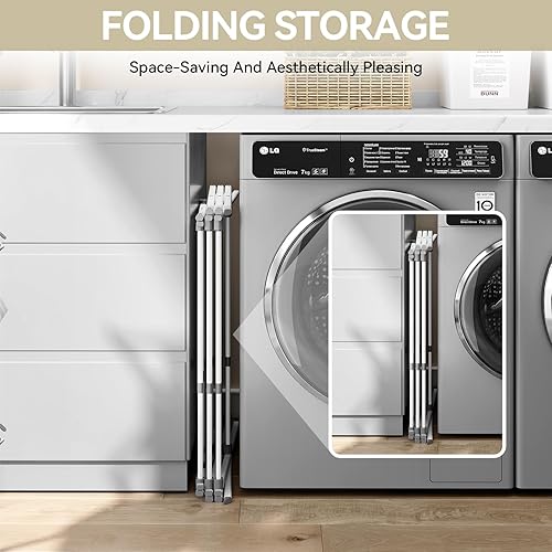 Miniatura 4 de APEXCHASER Estante de secado de ropa, plegable y extensible con tamaño ajustable (14.57 a 35.43 pulgadas de ancho), marco resistente al óxido y