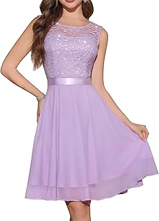Women's Short Homecoming Dresses for Teens Sleeveless Flowy A Line Wedding Guest Lace Formal Dress