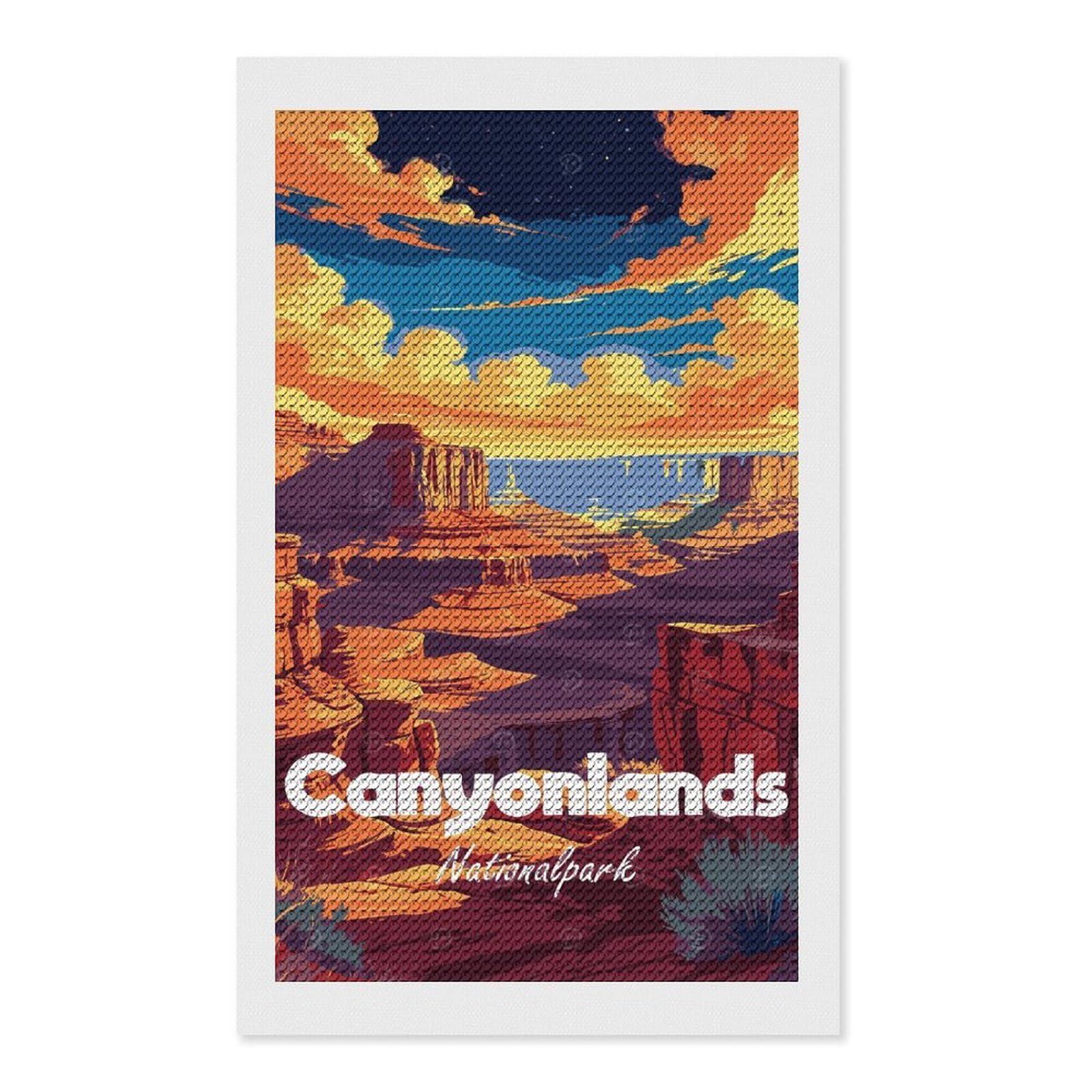Junmoney Canyonlands National Park Illustration Diamond Art Canvas 12"x20", for Adults, Pleasing Wall Art Project, Modern Decor, Gift Idea, Nice Detail and Sparkle