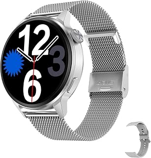 GABLOK Smartwatches Men's Bluetooth Talking Sports GPS Tracking Watch for Women Electronics (Color : Mesh Belt Silver, Size : 1)