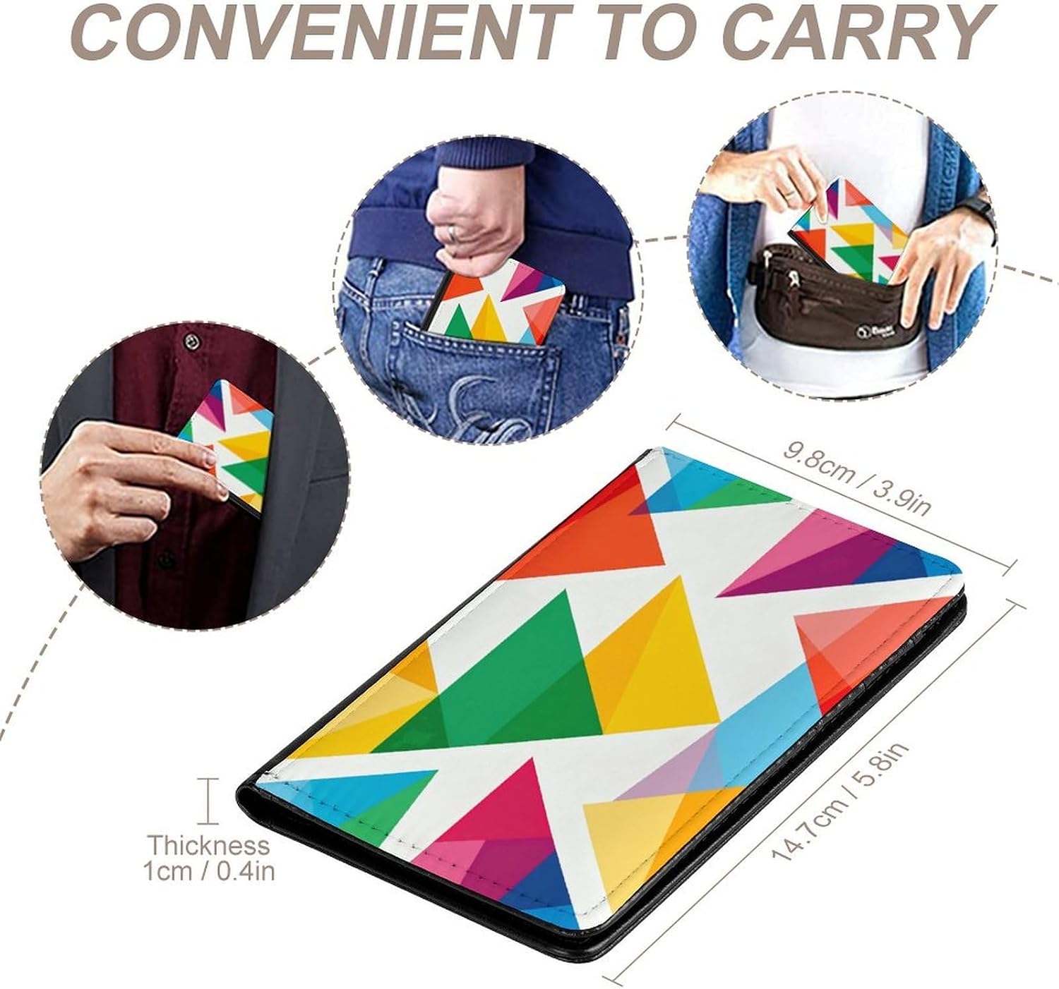 Triangle Color Passport Holder Cute Portable Passports Cover Slim Identification Passport Holder PU Wallet Cover Case for Travel for Women Men Travel Cruise