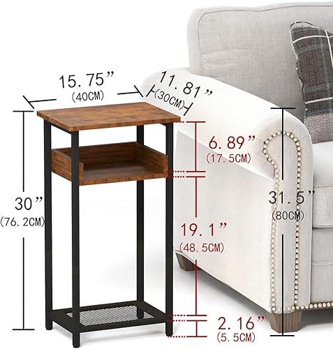 Miniatura 3 de Mesa auxiliar alta, mesa auxiliar de 30 pulgadas de alto, mesa de entrada pequeña, mesita de noche para sala de estar, dormitorio, oficina, marrón
