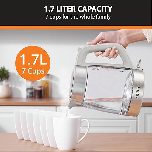 Miniatura 5 de KRUPS Hervidor eléctrico, tetera de 1.8 cuartos (1.7 litros), 1500 W con indicador LED, caldera de agua caliente, apagado automático, ebullición