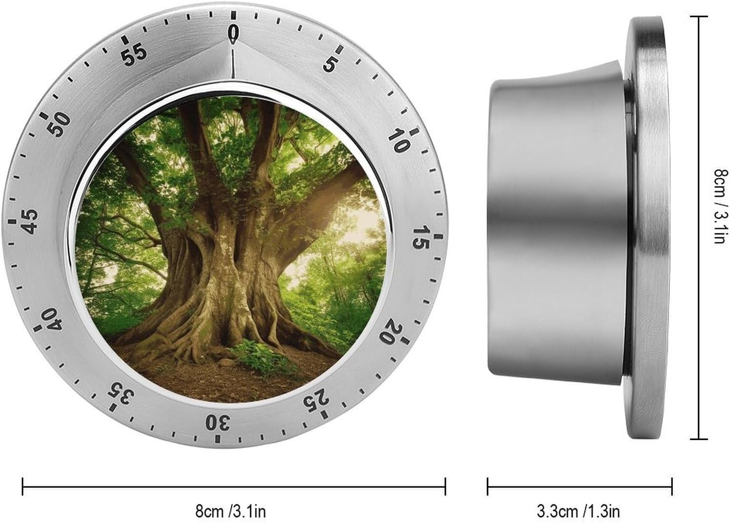 Thick Tree Timer Magnetic Backing 100% Mechanical Desk Timers Wind Up 60 Minutes Manual Countdown Timers No Batteries Required Kitchen Timer for Cooking