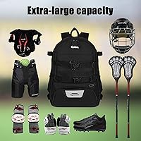 Vista 4 de Goloni Lacrosse - Mochila para equipo con dos palos y compartimento separado para tacos y bolsa de hockey sobre césped