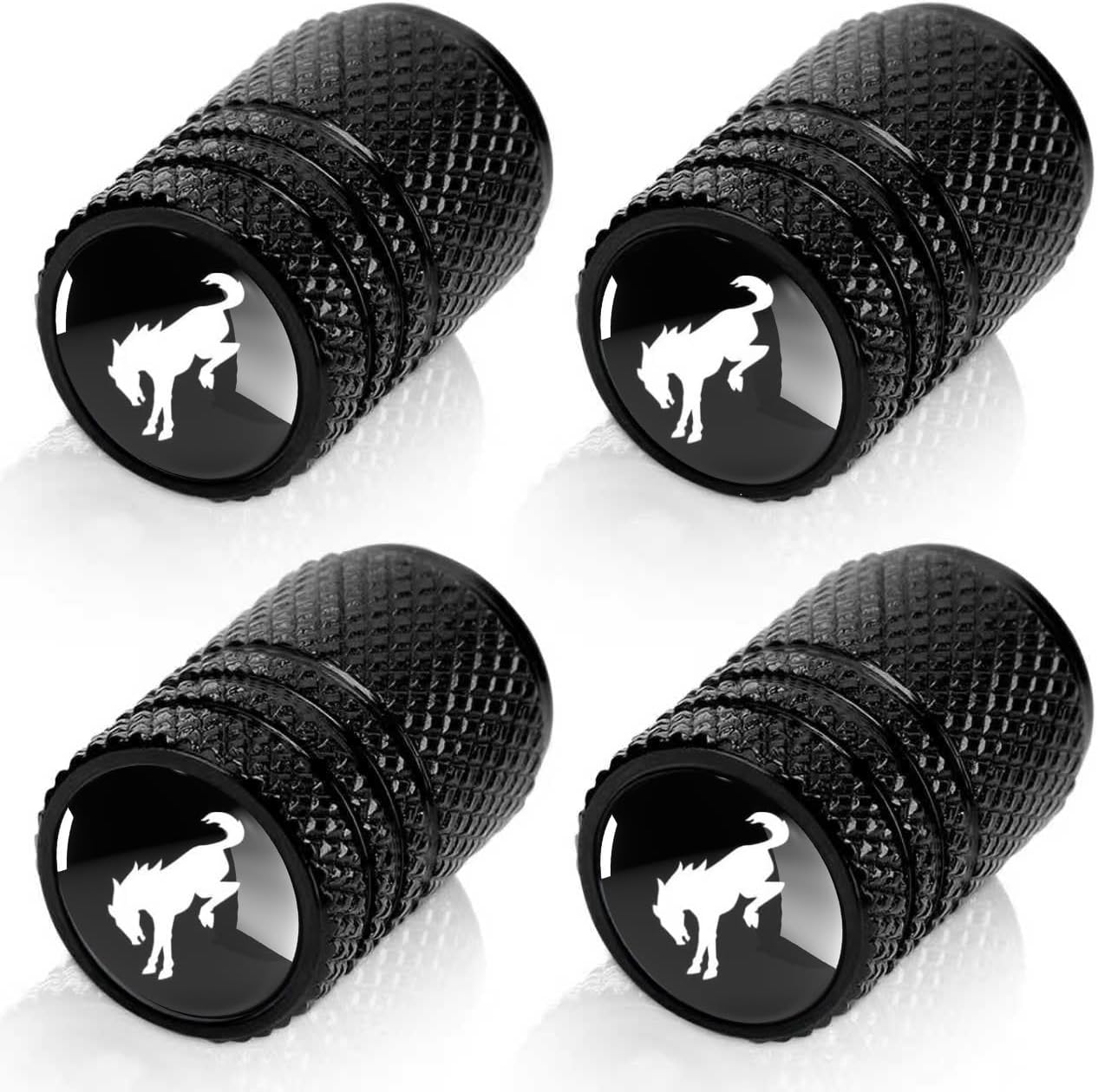 Tire Valve Stem Caps for Ford Bronco Metal Car Wheel Air caps Auto Valve Stem Caps Accessories 4 Pcs Black