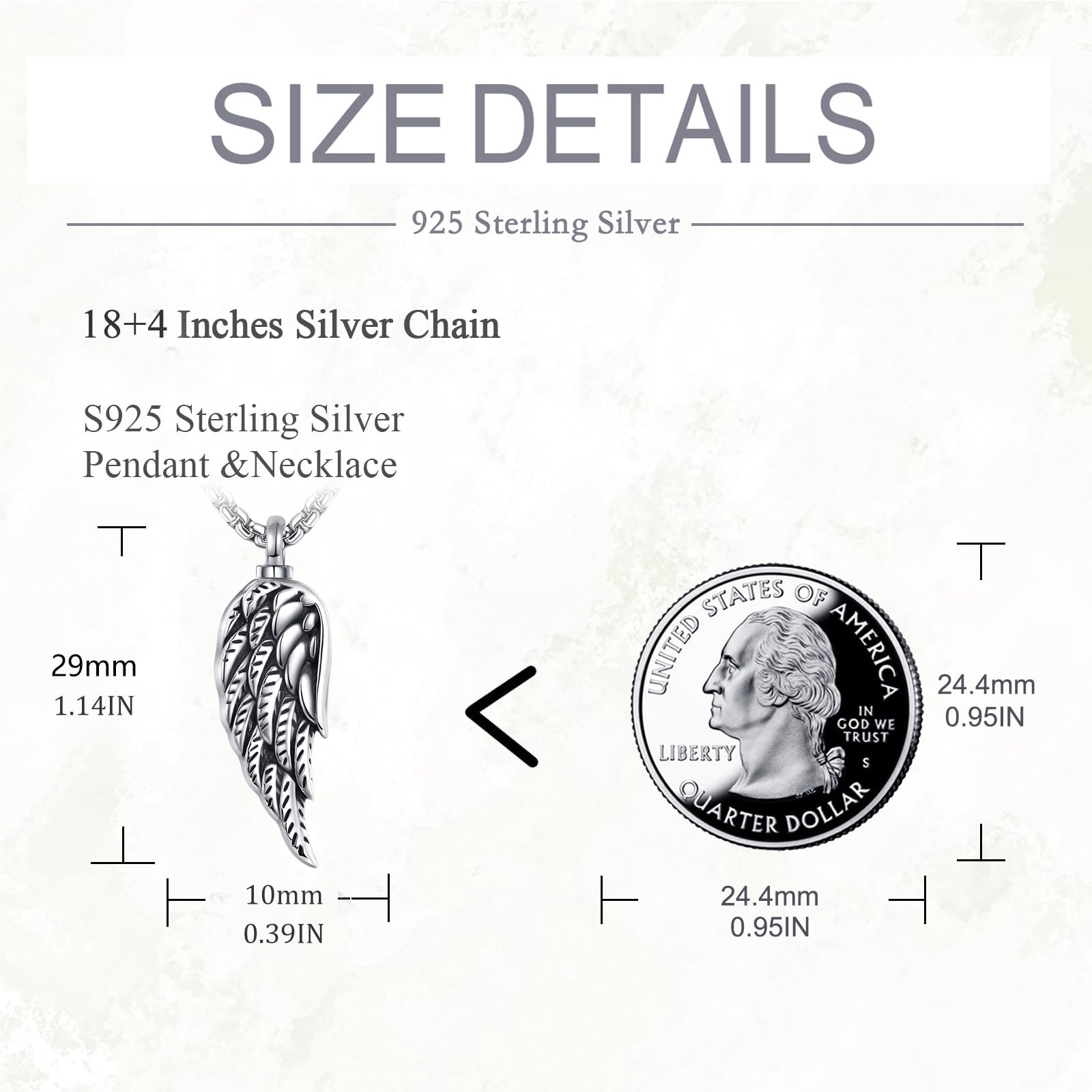 POPLYKE 925 Sterling Silber Flügel Urn kette für Asche Halskette Engel Flügel Einäscherung Schmuck für Damen Männer Gedächtnis