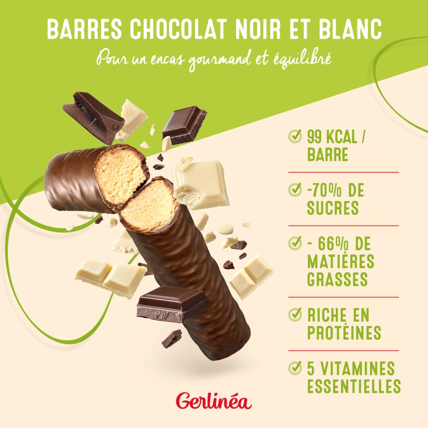 Gerlinéa 12 Barres saveur Chocolat Noir & Blanc 372 g
