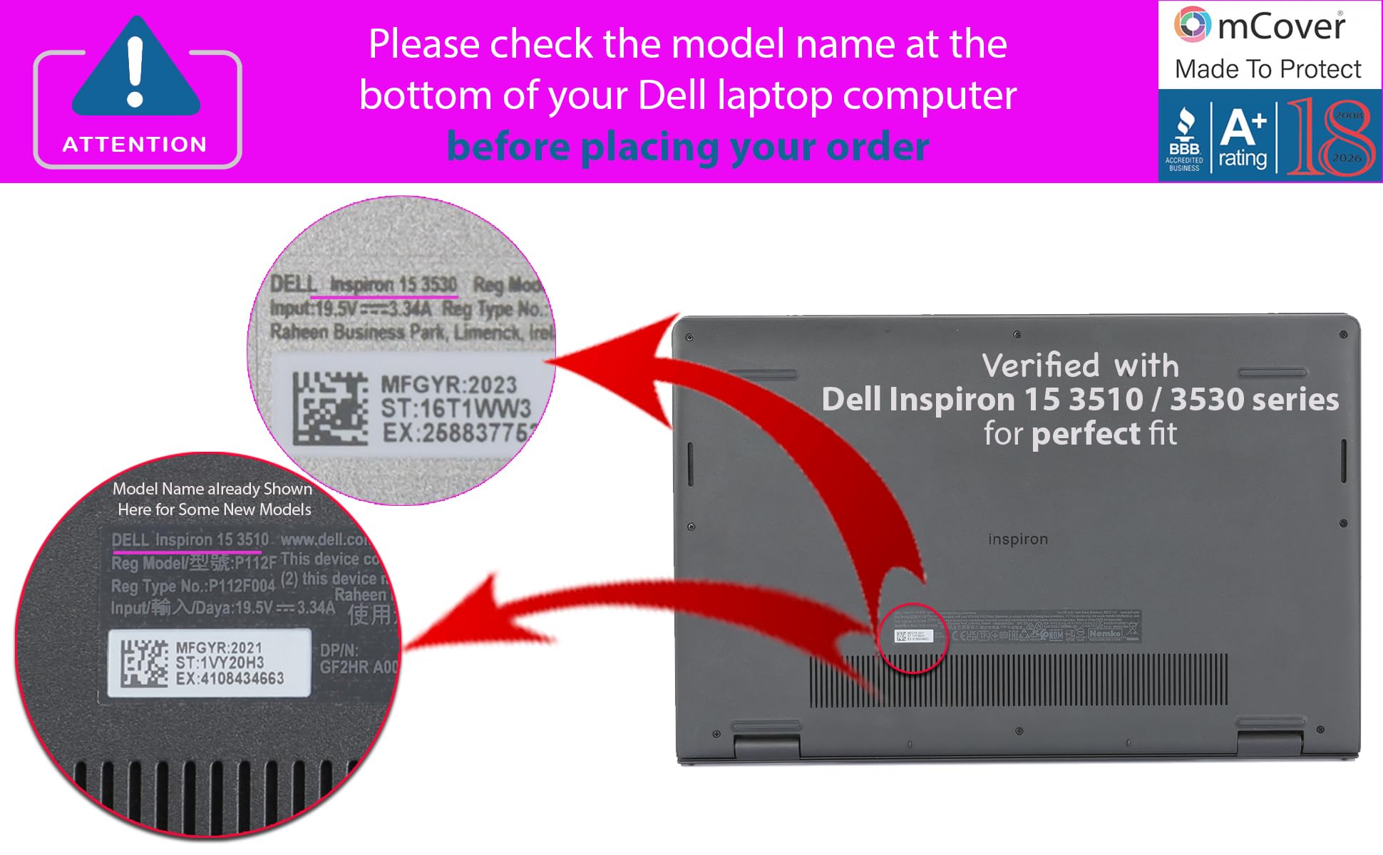 mCover Coque Compatible Uniquement avec Les Portables Dell Inspiron 3510/3511/3515/3520/3521/3525/3530 15,6 Pouce (ne Convient Pas aux Portables Latitude 35xx et Autres modèles) (Aqua)