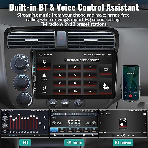 Miniatura 3 de UNITOPSCI Radio estéreo de coche Android para Honda Civic 2000-2005 Apple CarPlay Android Auto 2G+32G 9 pulgadas pantalla táctil Bluetooth