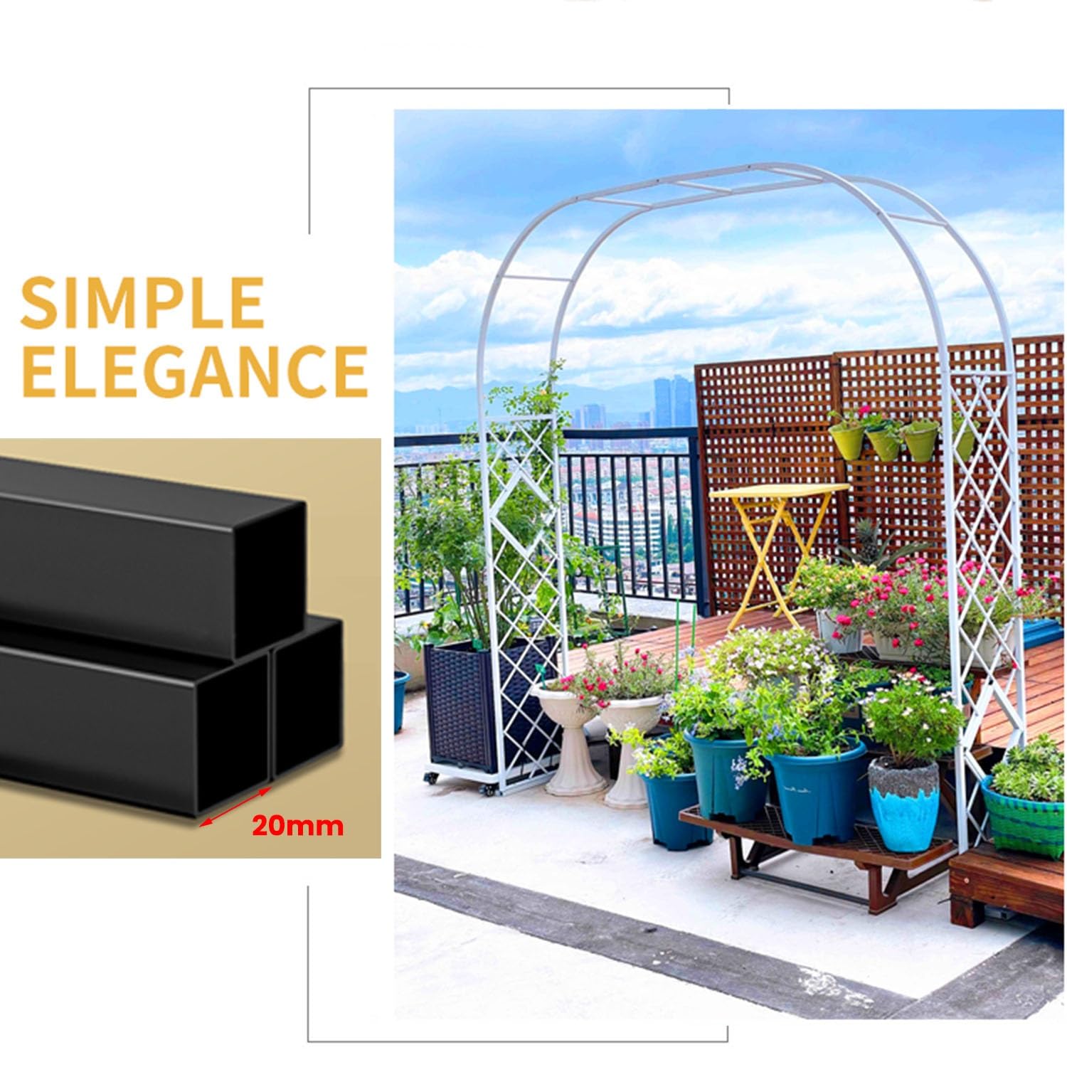 Generisch Heavy Duty Rosenbogen Metall Gartenbogen für Kletterpflanzen, Breite 140cm 160cm 180cm 200cm 220cm 240cm 260cm 280cm 300cm 320cm 340cm Torbogen Rankhilfe Rankgitter(Weiß,W280 X H230cm)