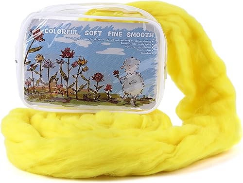 Mayboos Wool Roving - Suministros de fieltro de lana natural de colores de 1.76 onzas, lana pura gruesa con bolsa de almacenamiento, lana para