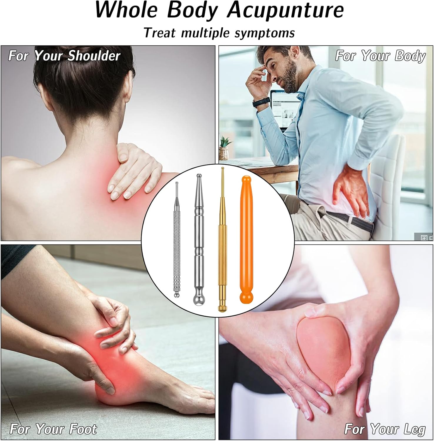 Teblacker 8Pcs Acupuncture Pen Stainless Steel Manual Acupuncture Pen Double Headed Ear and Body Point Probe Pen Trigger Point Acupuncture pens Facial Reflexology Massage Tool : Health & Household