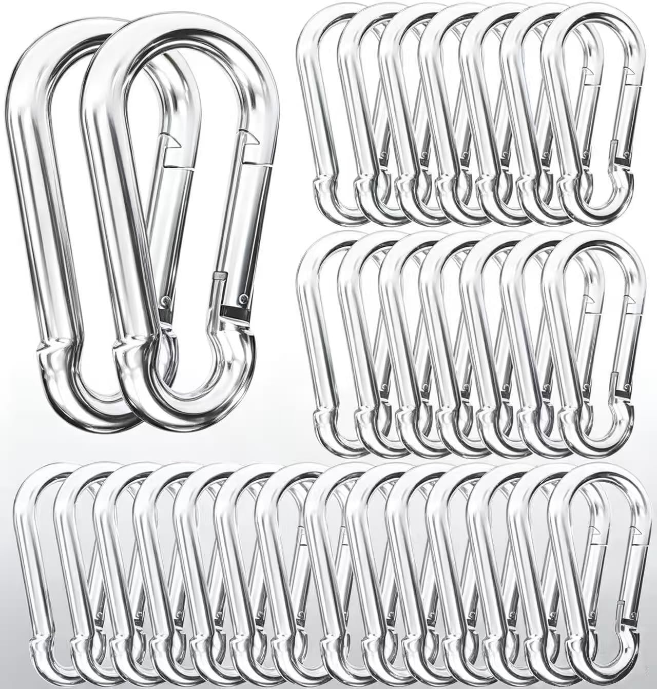 30 Pack M4 1.57" Sturdy Galvanized Steel D Ring Carabiners for Keychain