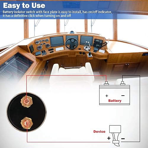 Vista 13 de Interruptor de desconexión de batería principal de 12-48 V, interruptor de aislamiento de corte de batería de alta corriente de 200 A con placa