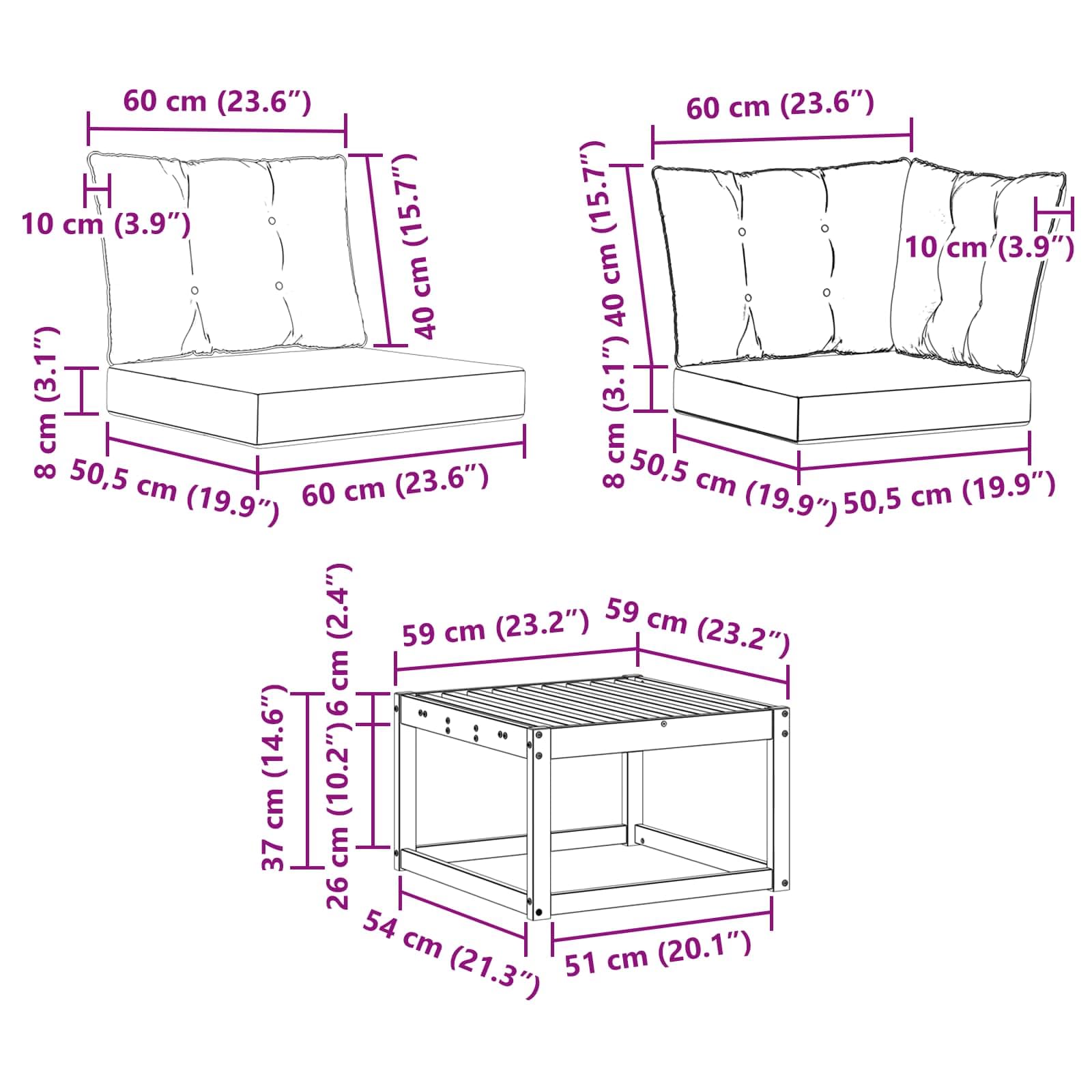 Outdoor-Sofagarnitur mit Kissen 8 pcs aus massivem Akazienholz Natur Creme, inklusive Tisch und Sitzgruppe, wetterfest, ideal für Garten Terrasse Poolbereich