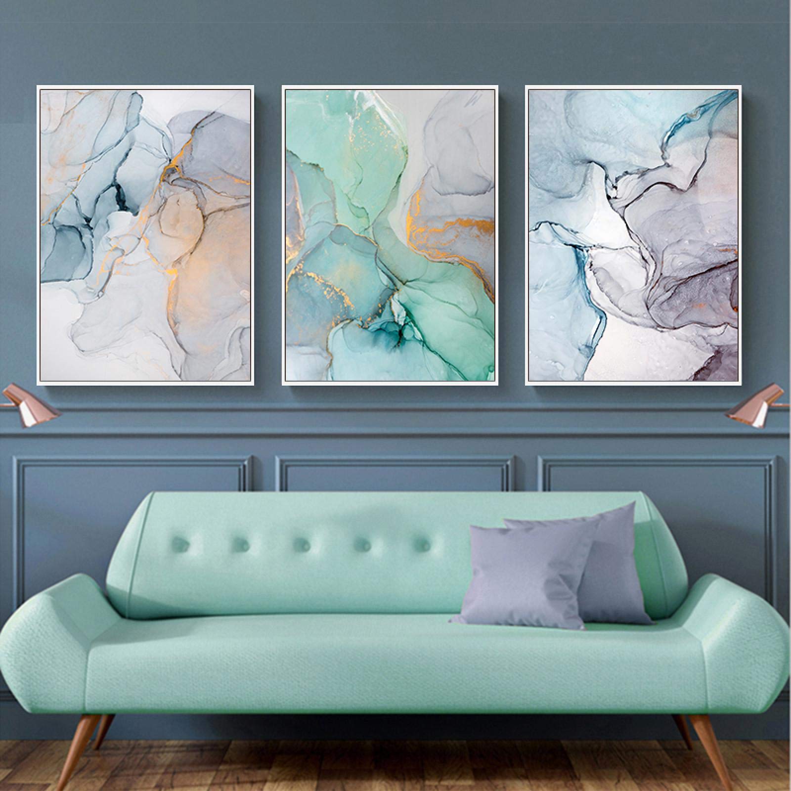 HYFBH Marmo geometrico in agata Pittura su tela astratta Poster e