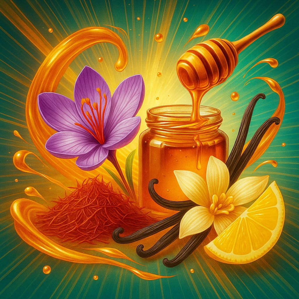 Saffron-Honey Whisper – szafran, miód, wanilia i cytryna aromat koncentrat – Wegański – Sasami – 100ml