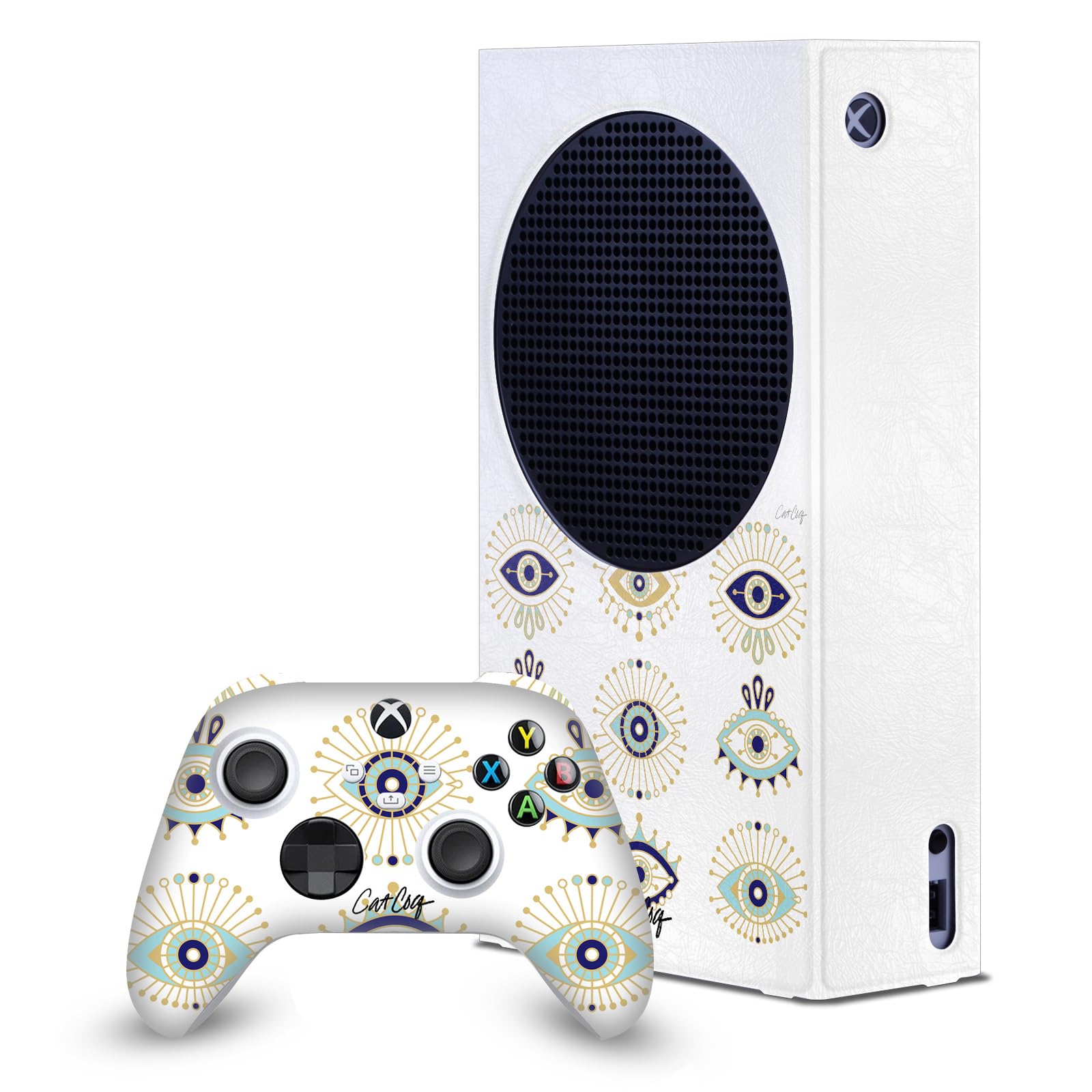 Head Case Designs Sous Licence Officielle Cat Coquillette Or bleu Mix Art Enveloppement De Console De Jeu Et Skins Pour Manette compatible avec Xbox Series S Console & Controller Bundle