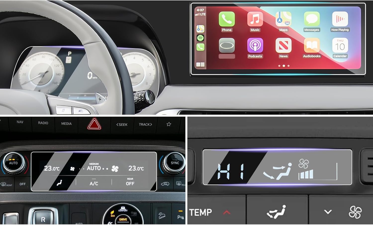 LUWU 4PCS for 2025 2024 Hyundai Palisade Screen Protector Palisade Accessories Palisade Calligraphy Screen Protector PET Plastic Touchscreen Protective Film