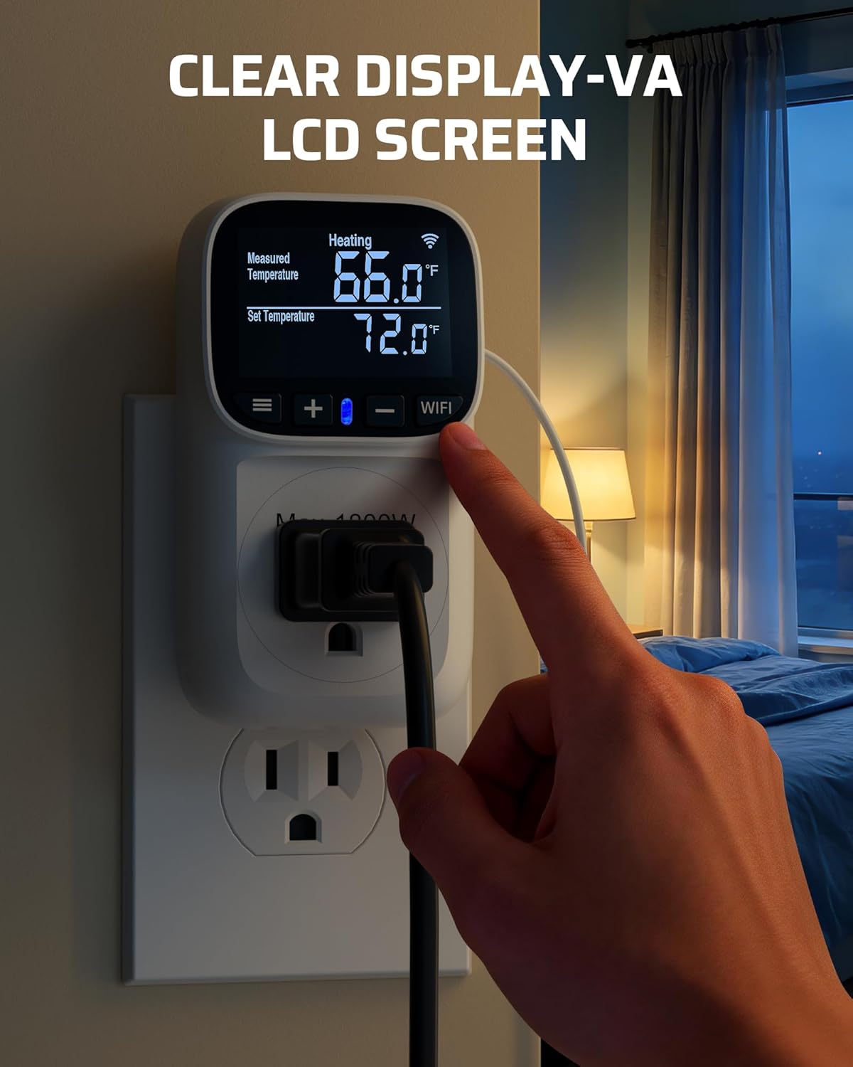 DEWENWILS Smart WiFi Temperature Controller, 15A 1800W Thermostat Controlled Outlet Plug, Bluetooth APP Remote Control, 24 Hour Schedule Timer, for Greenhouses, Incubators, Brewing, Reptiles, Garages