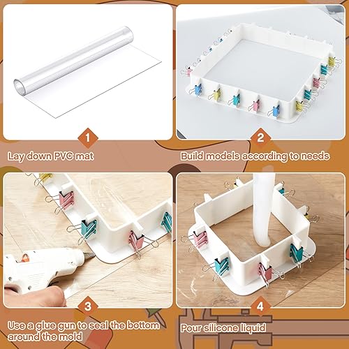 Miniatura 4 de Tioncy Paquete de 2 carcasas ajustables para moldes de silicona, marco de carcasa de plástico reutilizable, kit de fabricación de moldes de silicona