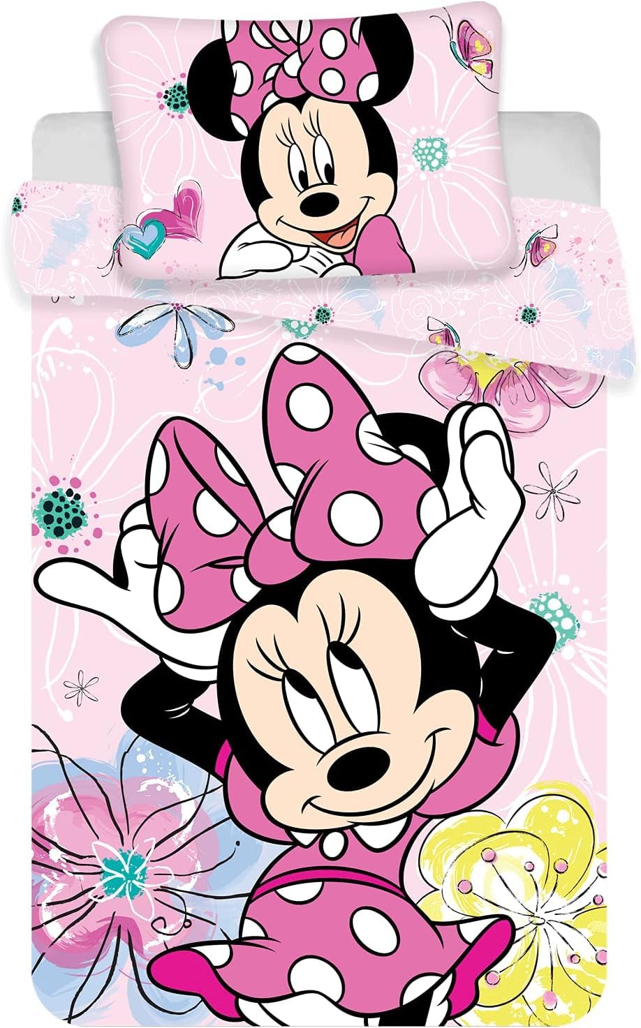 Minnie Mouse butterfly toddler bed linen, 100 x 135 cm, 40 x 60 cm, 100% cotton