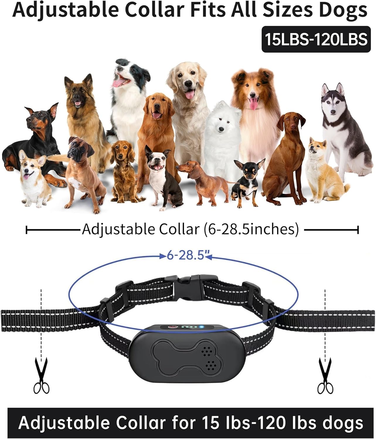 Dog Training Collar with Remote, Waterproof IPX7 E Collar for Dogs, Beep and Vibration Modes, Safe and Humane Training, 2000FT Range, Rechargeable, Fits Small Medium Large Dogs 15–120 lbs (Gray)