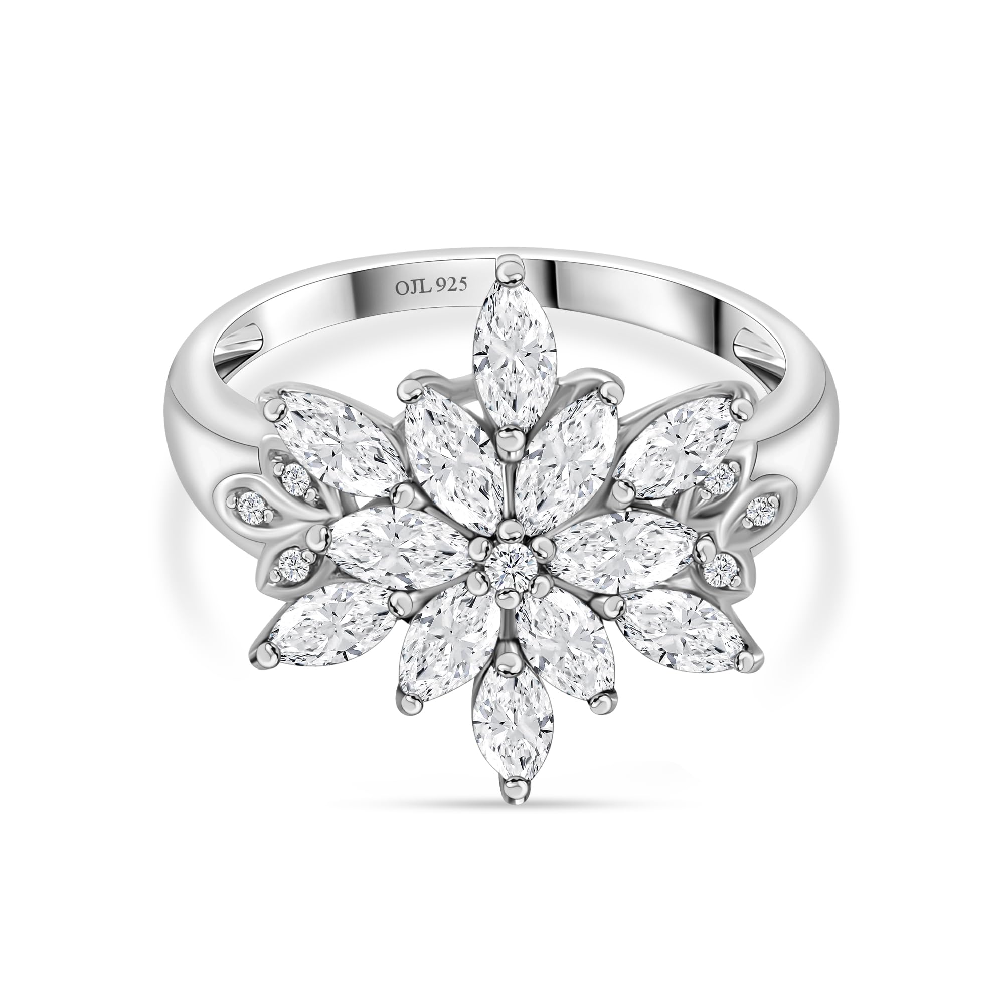 Ornate Jewels 925 Silver AAA Grade American Diamond Flower Cluster Cocktail Ring for Women and Girls Birthday Anniversary Stylish Jewellery (B089LW8XDM) Amazon Price History, Amazon Price Tracker