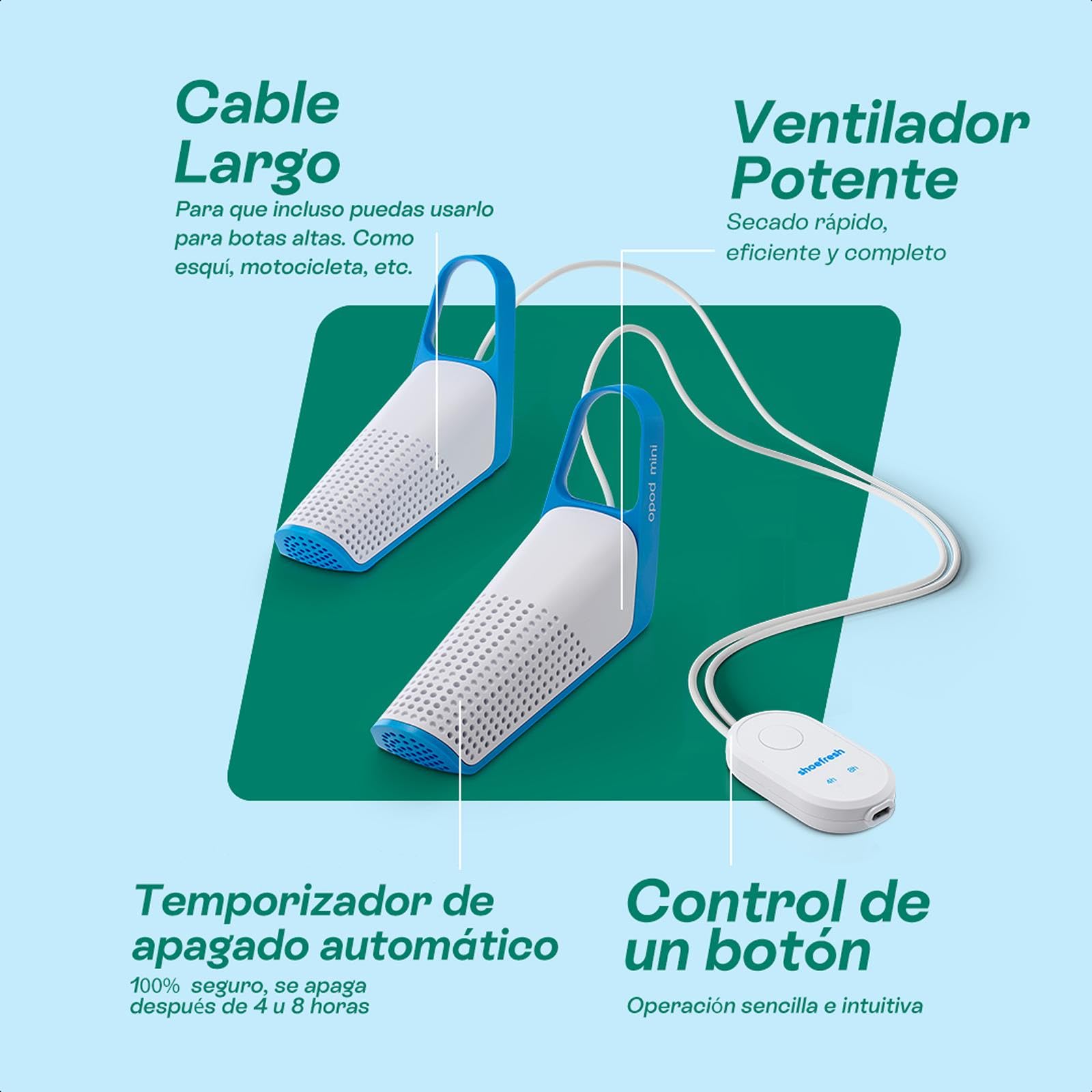 Shoefresh Opod Mini Secador y Ambientador de Zapatos Eléctrico, USB-C