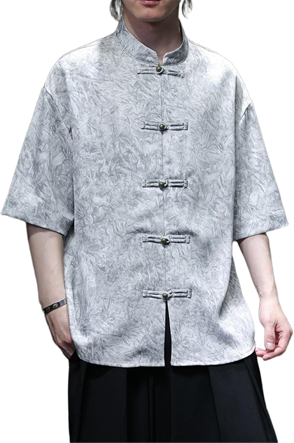 Summer Chinese Style Tang Suit Short Sleeve Shirt Men
