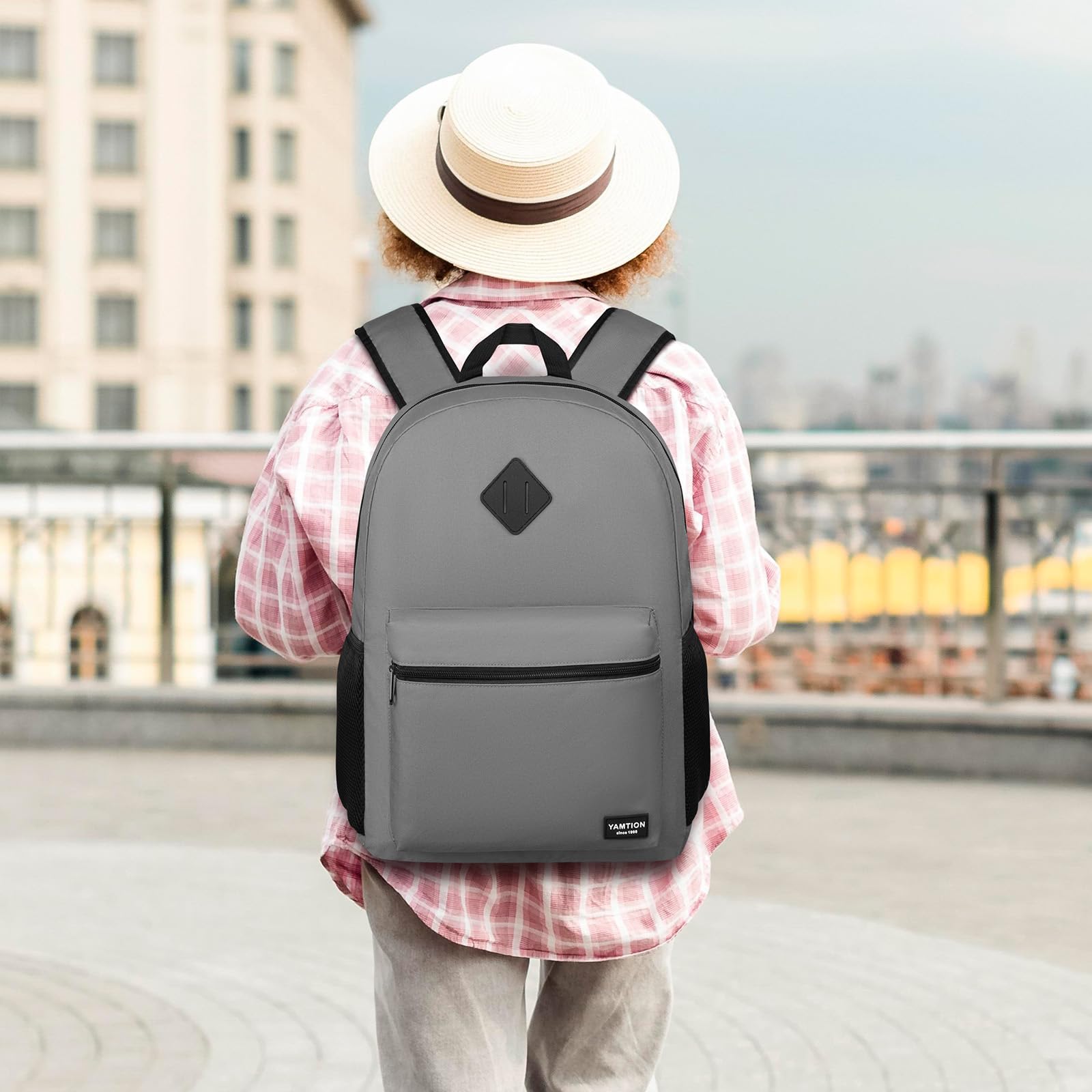 YAMTION Zaino per computer portatile, zaino con porta USB per lavoro universitario