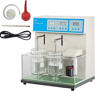 INTSUPERMAI Tablet Disintegration Tester Disintegration Tester Preset Time and Temperature Lab Instrument Equipment 110V 600W (Double Cups)