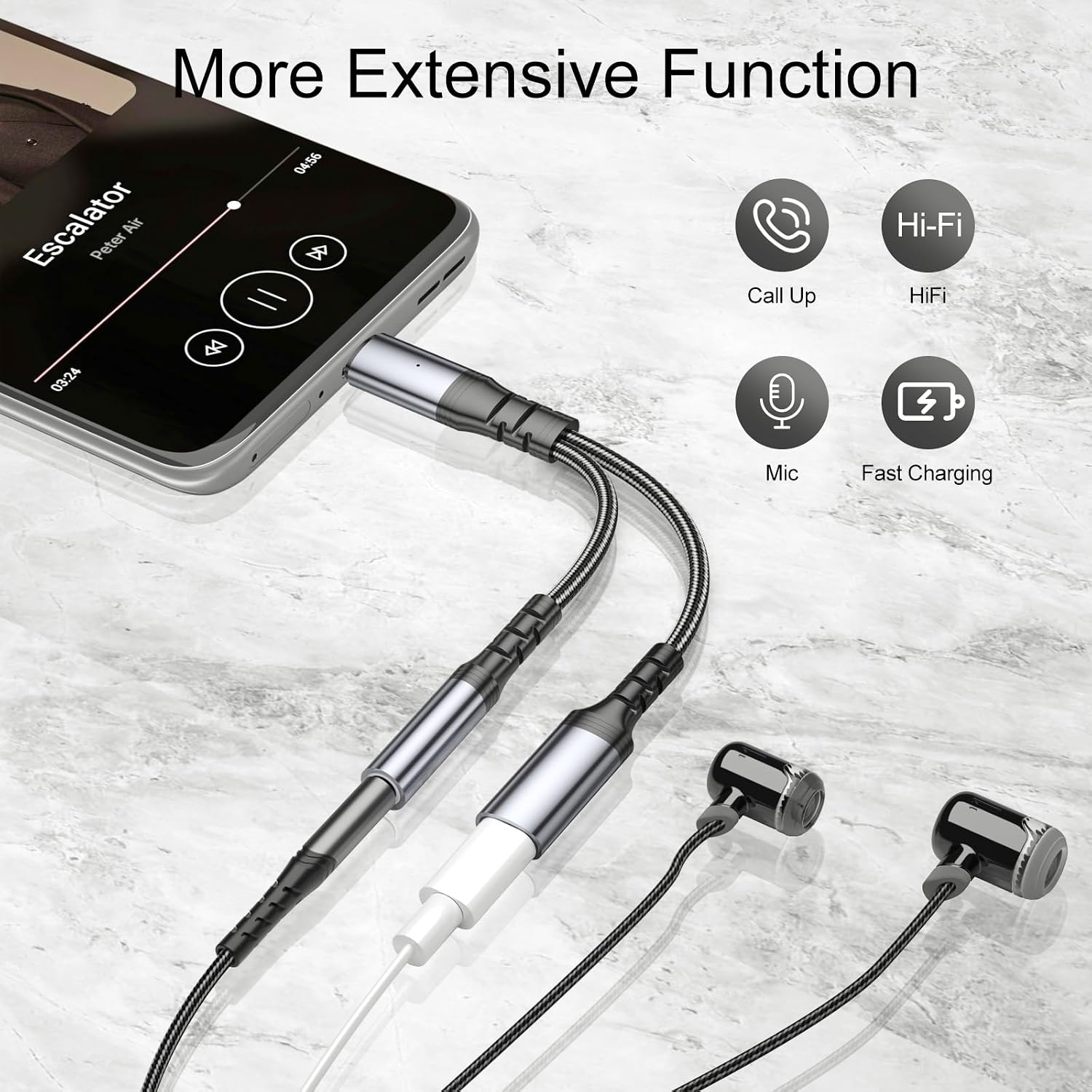 USB Type c to 3.5mm Heaadphone Audio Charger Adapter,2 in 1 USB C to Aux Audio Hi-Res DAC Audio Jack with PD 60W Fast Charging Dongle Cable Compatible with Samsung Galaxy S23 Ultra S22 S21 S20 S20+