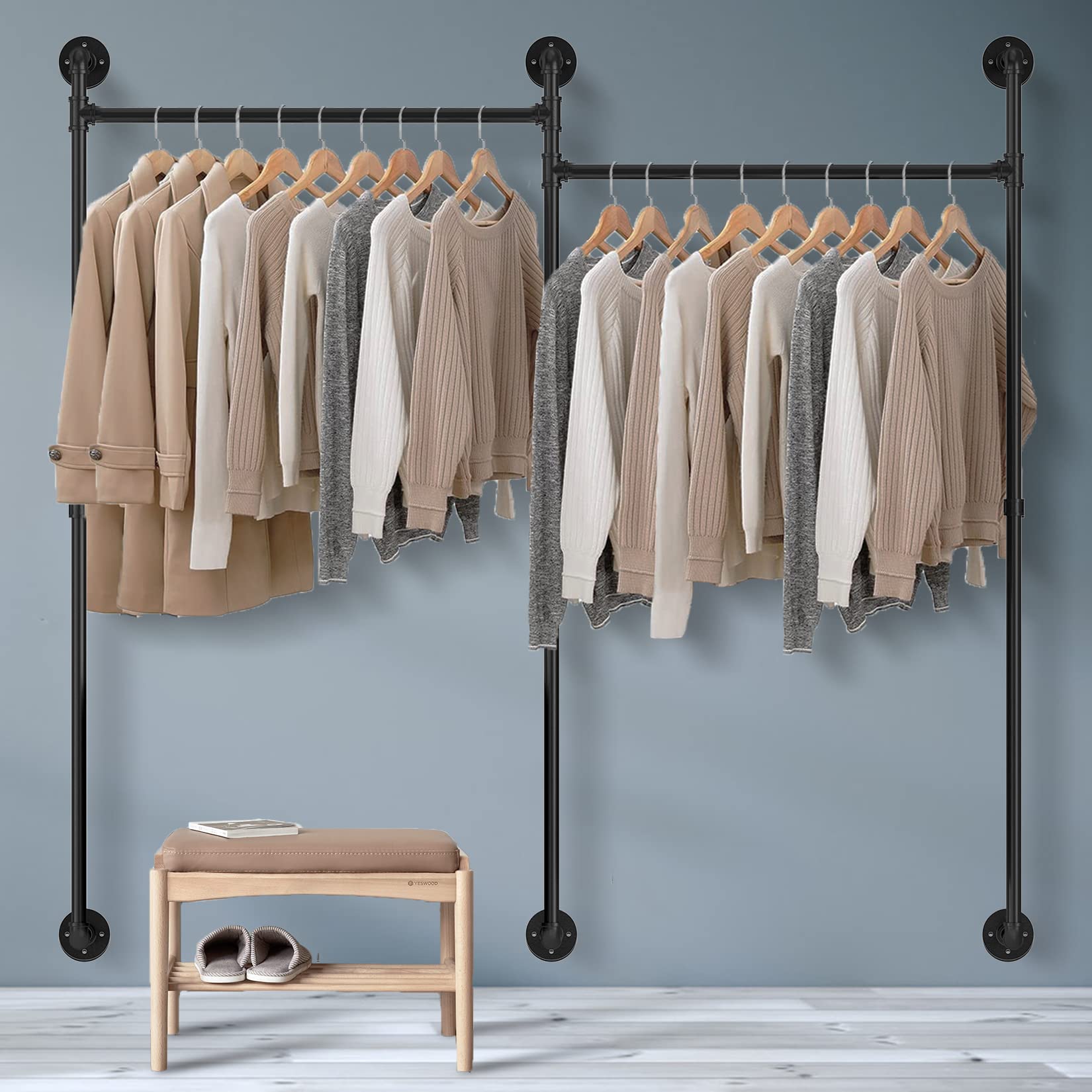 Buy Medla Industrial Pipe Clothes Rack, Large Wall Mounted Garment Rack