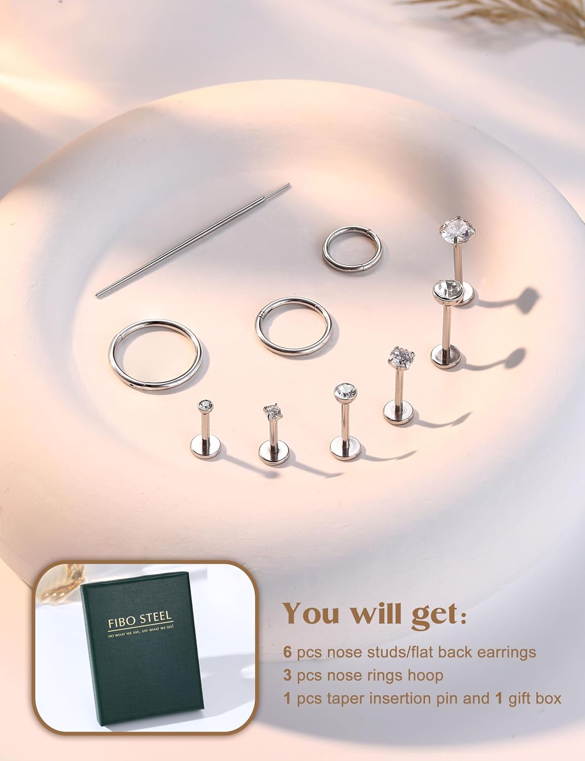 20G/18G Nose Rings Studs for Women Men - 14K Gold Filled Flat Back Nose Studs Nose Ring Hoops Hypoallergenic Surgical Steel Threadless Push in CZ Helix Tragus Conch Nostril Cartilage Piercing Jewelry - Image 5