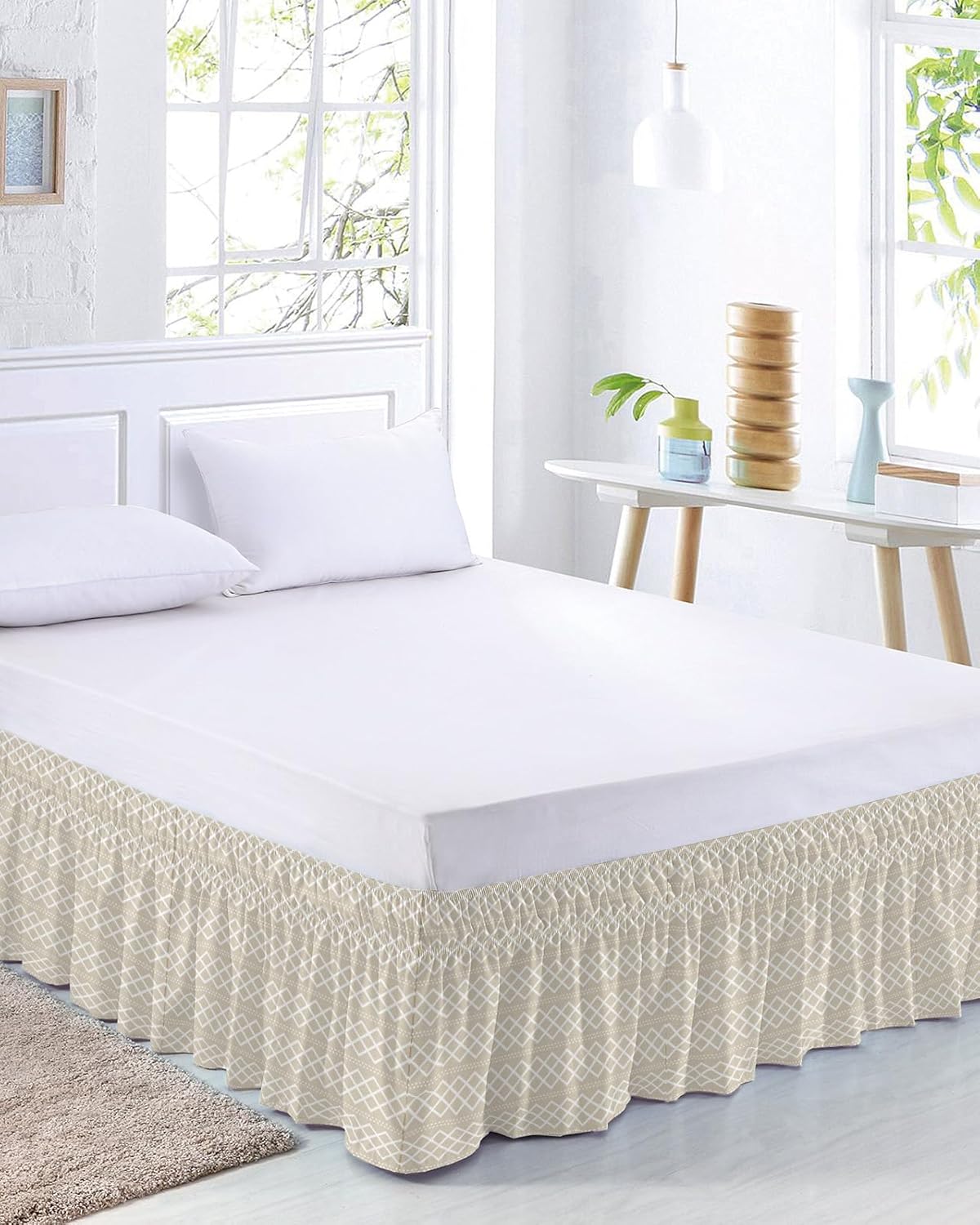 Farmhouse Brown Bed Skirt Queen Size 16 Inch Drop