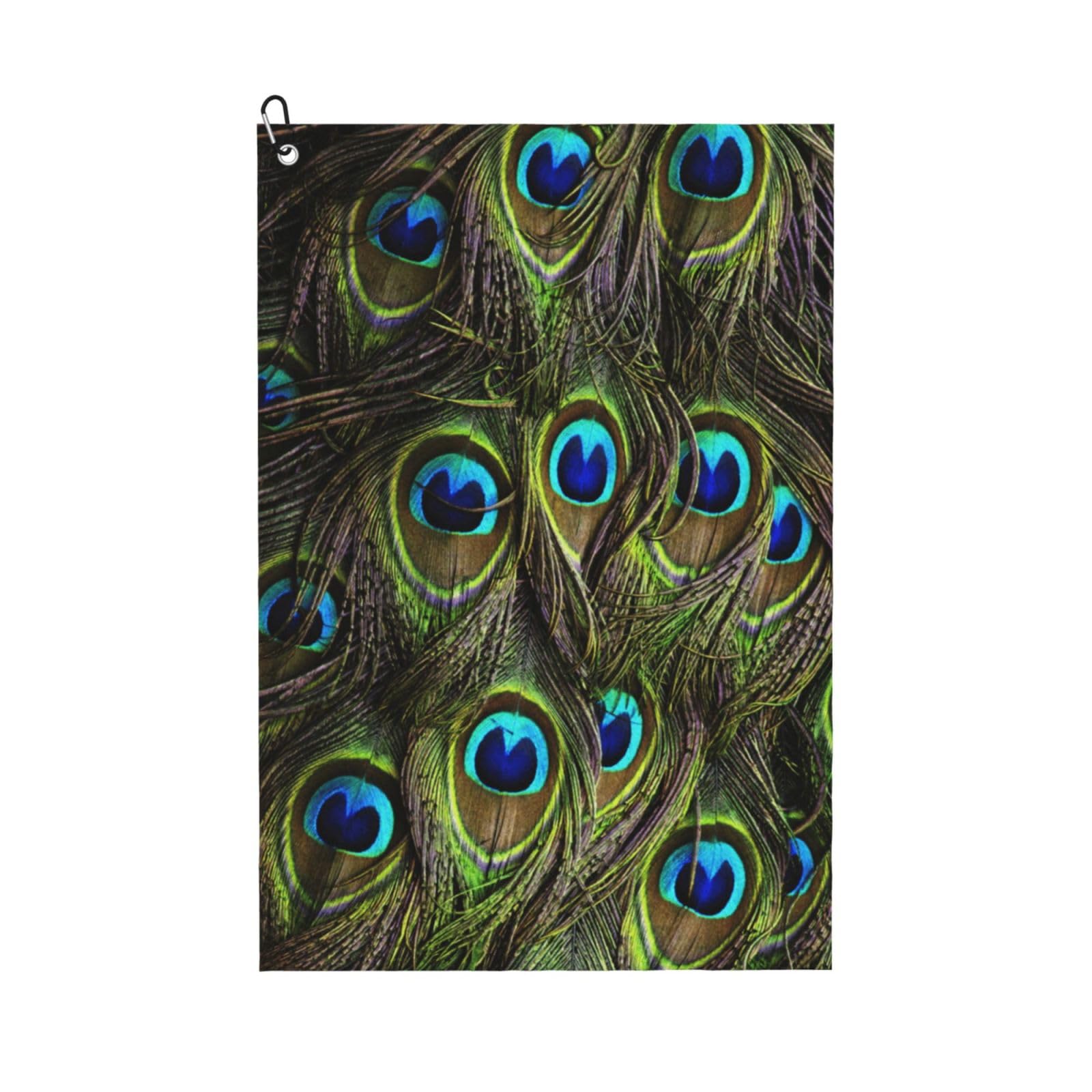 Hnnkloy Fresh Peacock, 16x24 in Portable Waffle Golf Towels with Carabiner Clip for Golf Bag