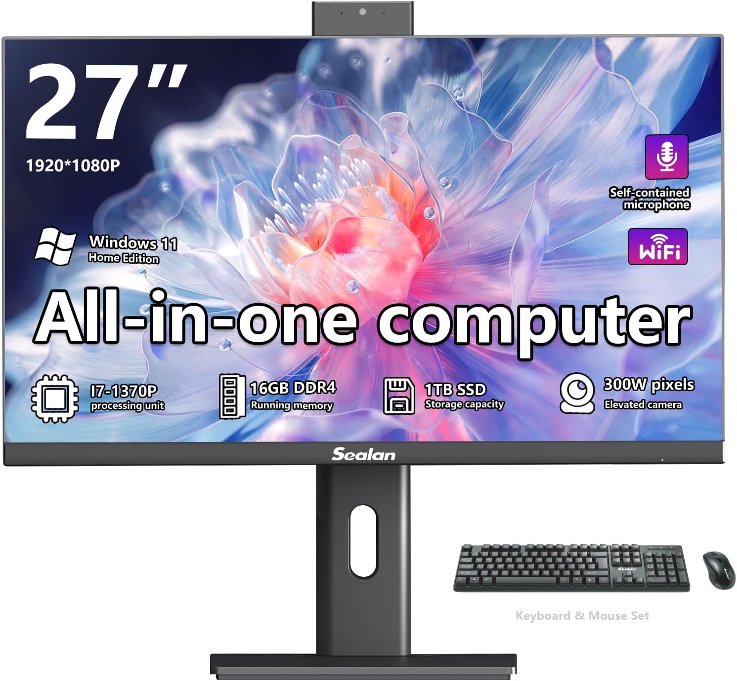 All-in-One Computers Business Desktop 27” FHD 60Hz Display, Intel Core i7-1370P, 16GB DDR4 RAM, 1TB SSD, Webcam, HDMI, Type-C, Wi-Fi 6, Wired Keyboard & Mouse, Windows 11 Home All-in-One Computers Business Desktop 27” FHD 60Hz Display, Intel Core i7-1370P, 16GB DDR4 RAM, 1TB SSD, Webcam, HDMI, Type-C, Wi-Fi 6, Wired Keyboard & Mouse, Windows 11 Home