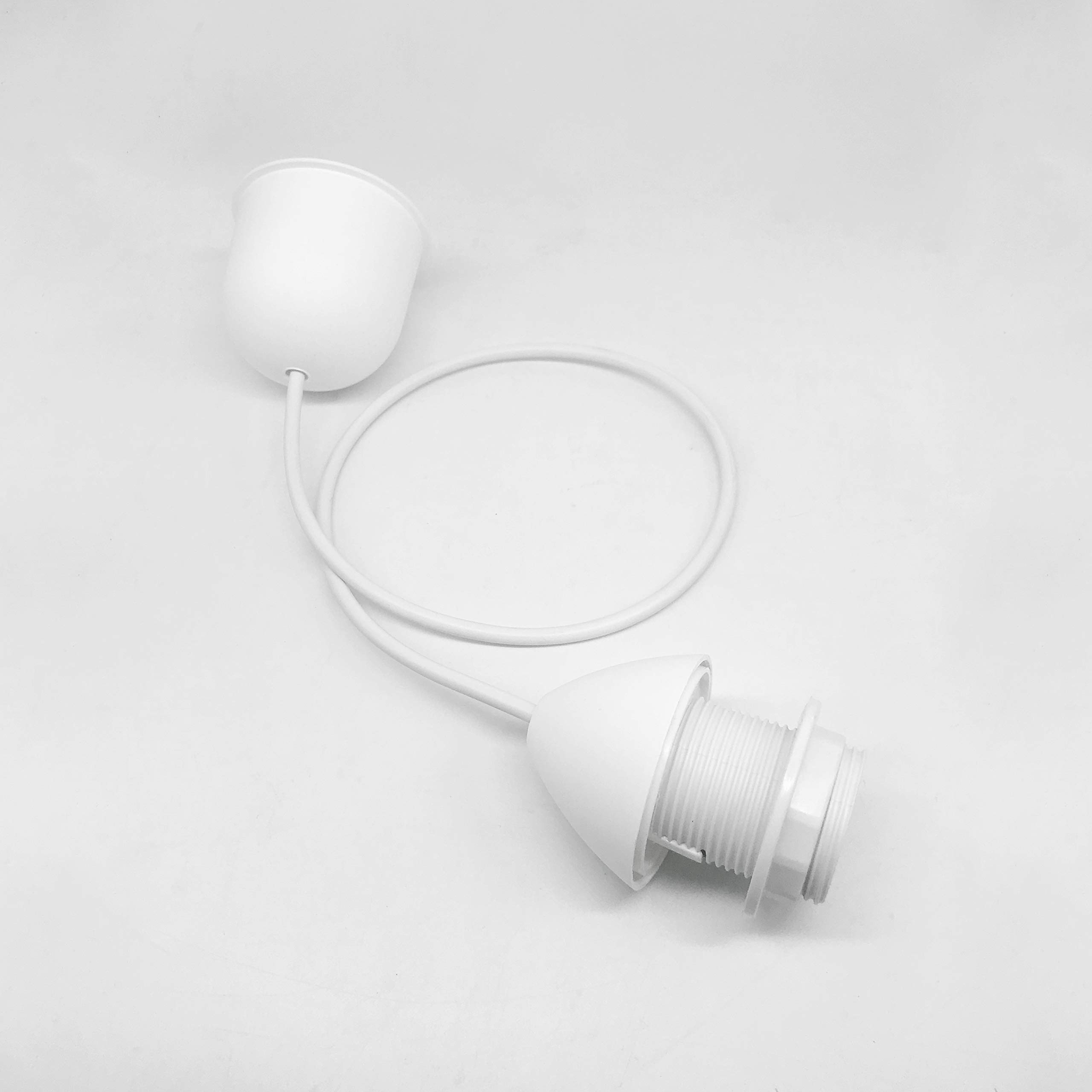 L+ Lampadario a Sospensione Moderno per Cucina e Soggiorno | Lampada Mezza Sfera Metallo 40cm E27 | Design Industriale Made in Italy (Bianco RAL 9016, Cavo 80cm)