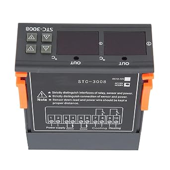 -3008 Digital Temperature Thermostat Controller, Display Probe Sensor, Adjustable Temperature Controller,Dual Temperature Control ABS Shell for Temperature