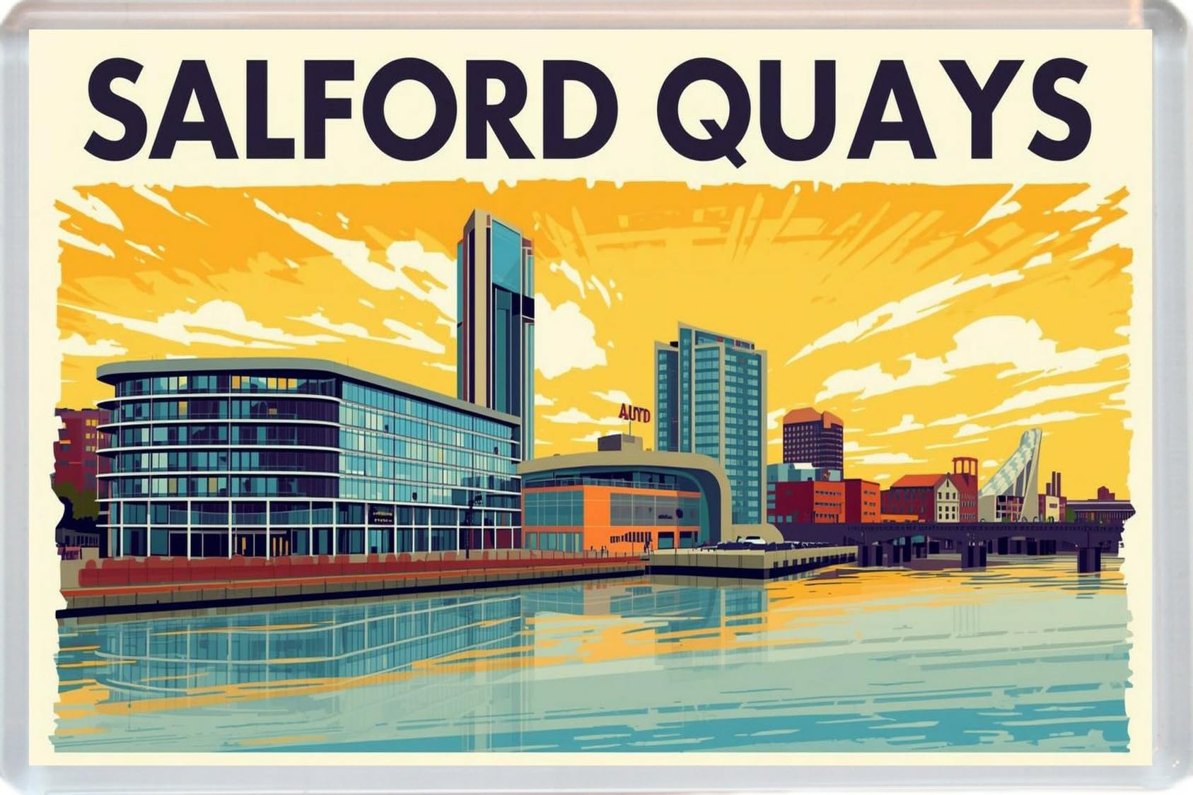 Salford Quays - Lancashire - Jumbo Artistic Fridge Magnet 96 x 67mm BBSFHM3614