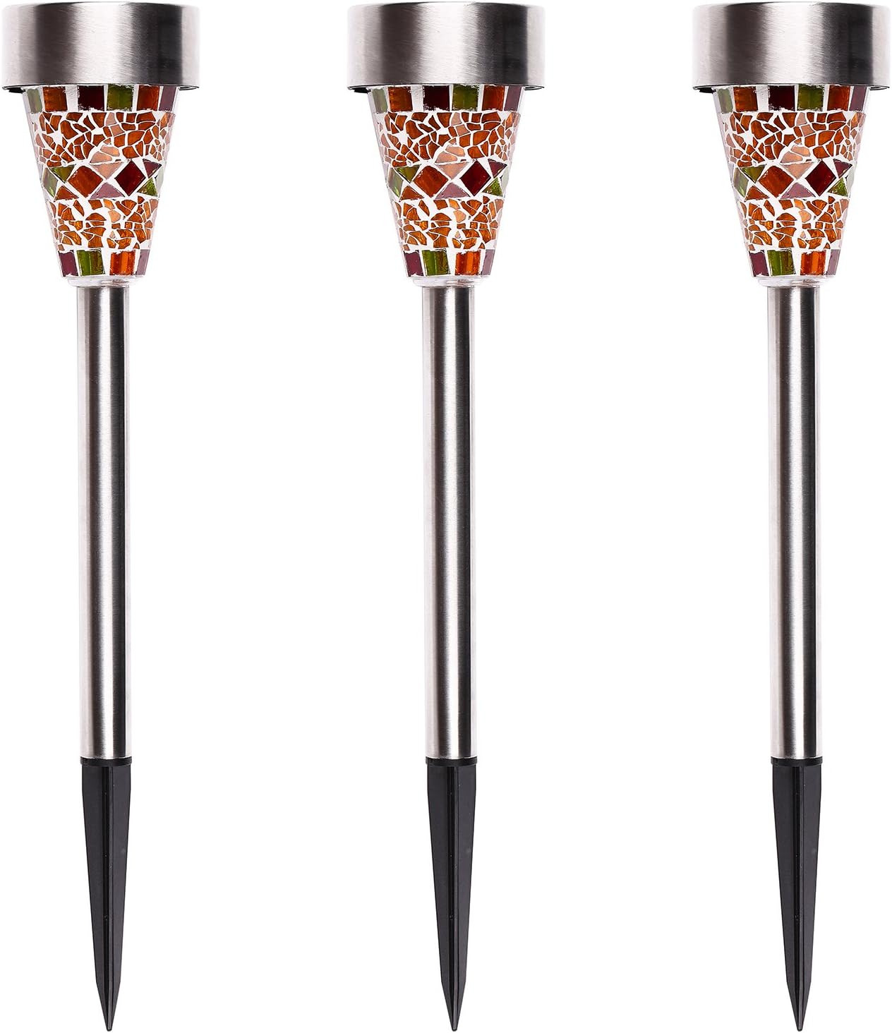 Solar Glass Mosaic Border Led Path Lights, APOLLED Water-proof Easy Installation Solar Led lights with ON/OFF Switch for Garden Festival Decoration (3 Pack)