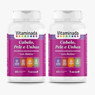 Kit 2 Biotina - Cabelo, Pele E Unhas C/ 60 - Vitaminas C, B1, B2, B3, B5, B6, B7(Biotina), B9(Ácido Fólico), B12, Zinco